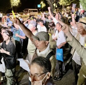 「虐殺もヘイトも許さない連帯を」 国会前キャンドル集会で金氏訴え