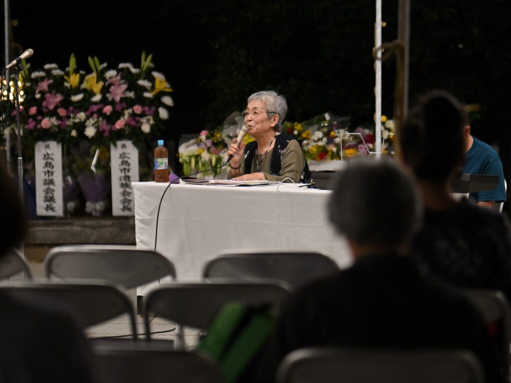 広島・原爆供養塔前で「平和の集い」　小林貴子さんが被爆証言